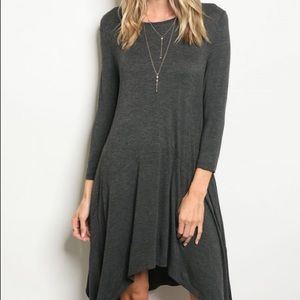 Charcoal Tunic Dress With Pockets